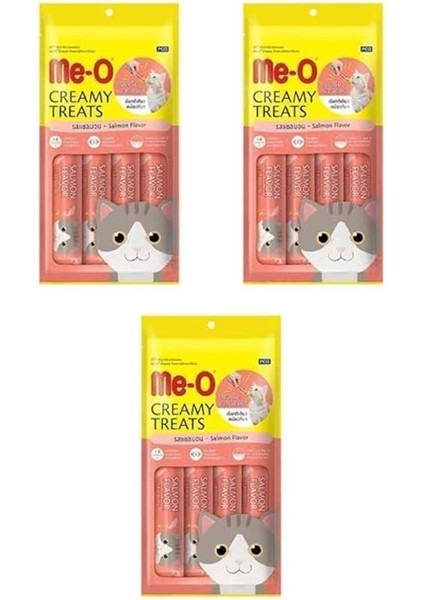 Me-O Creamy Treats Somonlu Kedi Ödül Maması 15 gr x 4 (3 Adet)