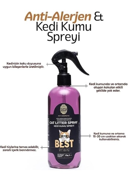 Pet Cosmetic Kedi Kumu Spreyi 400 ml | Topaklanma Yapmayan Kedi Kumu Koku Giderici Sprey