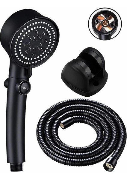 Turbo Pervaneli Basınçlı Duş Başlığı Seti | 5 Fonksiyonlu Sprey Modu, Ergonomik Tasarım