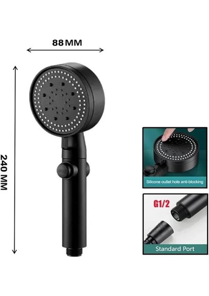 Turbo Pervaneli Basınçlı Duş Başlığı Seti | 5 Fonksiyonlu Sprey Modu, Ergonomik Tasarım fiyatları