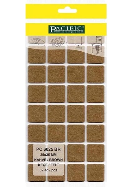 Pacific Mobilya Keçesi,kendinden Yapışkanlı Zemin Koruyucu Kahverengi (25X25MM) fiyatları