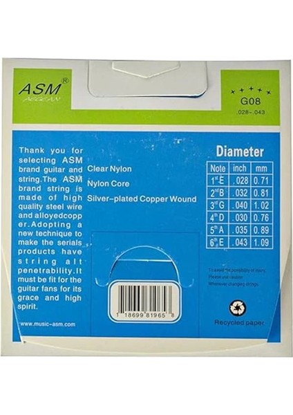 Asm Aegean Klasik Gitar Teli Takım