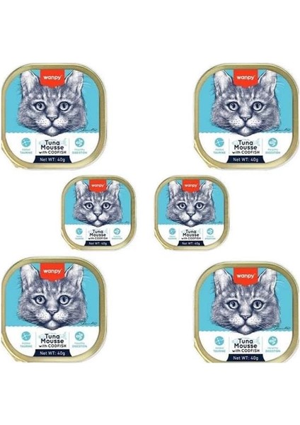 Ton ve Morina Balıklı Yaş Pate Kedi Mamasi, 40 Gr, 6 Adet, Yüksek Nem Içeriği