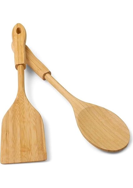 Bambu 2'li Servis Seti, Tavalarınız ve Kızarmanız Için Spatula, Servisleriniz Için Büyük modelleri