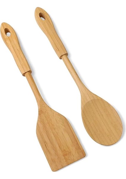 Bambu 2'li Servis Seti, Tavalarınız ve Kızarmanız Için Spatula, Servisleriniz Için Büyük