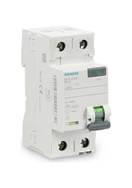 Siemens Kaçak Akım Rölesi 1X40A 30MA, 1f+N 70MM 5SV4314-0 Tip:ac Hata Akımı Koruma Anahtarı