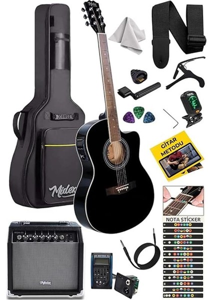 XC-300XBK-AMP Profesyonel Amfili Siyah Elektro Akustik Gitar (Amfi Gigbag Çanta Tuner Capo fiyatları