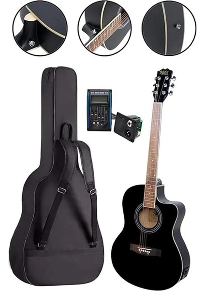 XC-300XBK-AMP Profesyonel Amfili Siyah Elektro Akustik Gitar (Amfi Gigbag Çanta Tuner Capo modelleri