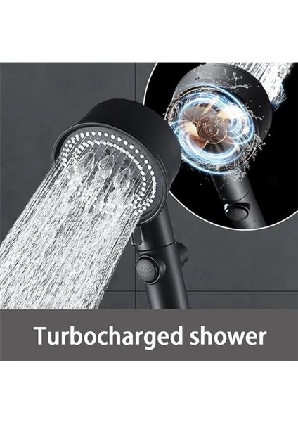 Turbo Pervaneli Basınçlı Duş Başlığı Seti | 5 Fonksiyonlu Sprey Modu, Ergonomik Tasarım