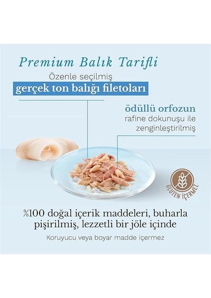 Jelly Ton Balığı ve Orfoz Balığı Jöle Içinde Yetişkin Kedi Konservesi 85G modelleri