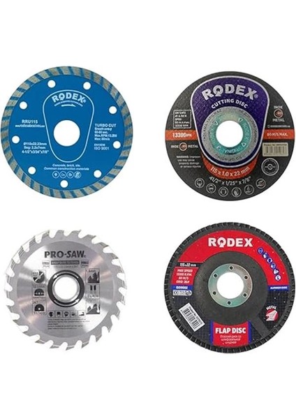 Mermer Metal Ahşap Granit Demir Fayans Kesme Diski Seti (4 Parça)