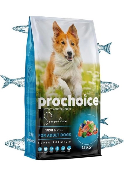 Sensitive, Yetişkin Hassas Köpekler Için, Balıklı ve Pirinçli Kuru Mama, 12 kg