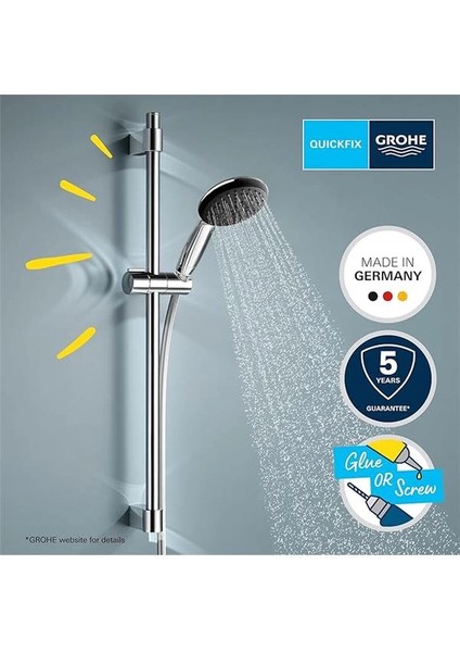 Vitalio Start 110 Sürgülü Duş Seti, 110MM Yuvarlak 1 Akışlı El Duşu, 600MM Sürgülü Ray, 1750MM fiyatları