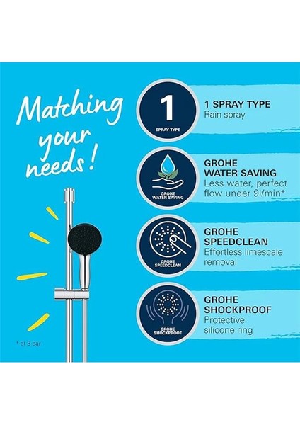 Vitalio Start 110 Sürgülü Duş Seti, 110MM Yuvarlak 1 Akışlı El Duşu, 600MM Sürgülü Ray, 1750MM modelleri