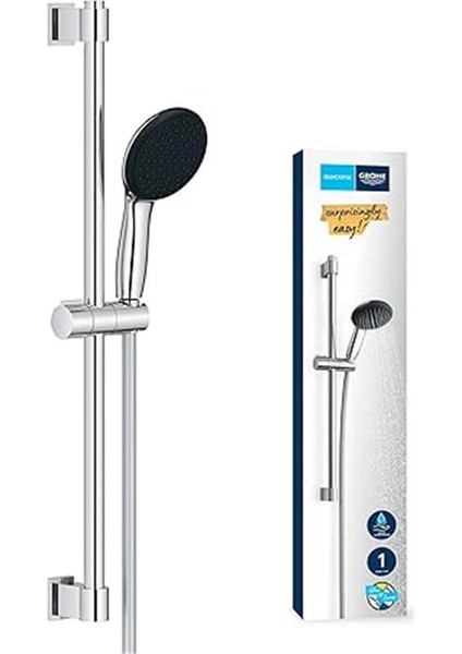 Vitalio Start 110 Sürgülü Duş Seti, 110MM Yuvarlak 1 Akışlı El Duşu, 600MM Sürgülü Ray, 1750MM