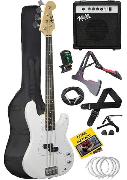 CBG-460WH 46 Inç 4/4 Yetişkin Amfili Bas Gitar Seti White