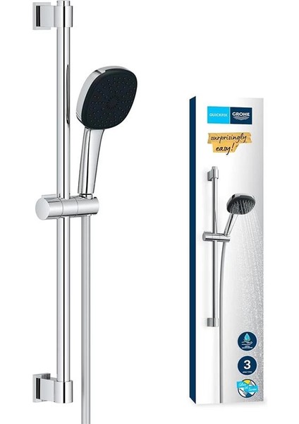 Grohe Vitalio Comfort 110 Sürgülü Duş Seti, 110MM Kare 3 Akışlı (Masaj, Yağmur & Jet) El Duşu, 600MM