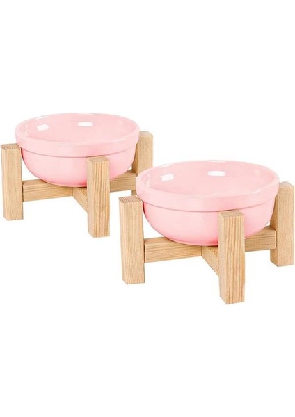 Mama Kabı, Ahşap Kedi Mama Kabı, (Iki Adet), Kedi Mama Su Kabı, Ahşap