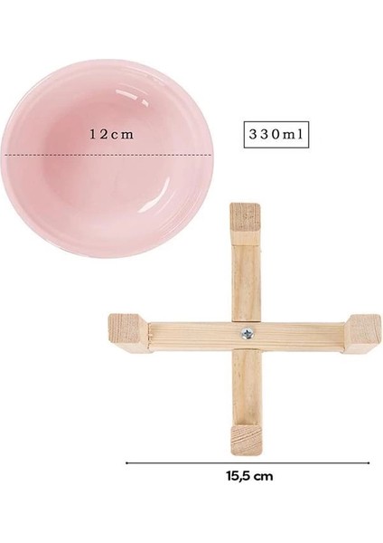 Mama Kabı, Ahşap Kedi Mama Kabı, (Iki Adet), Kedi Mama Su Kabı, Ahşap