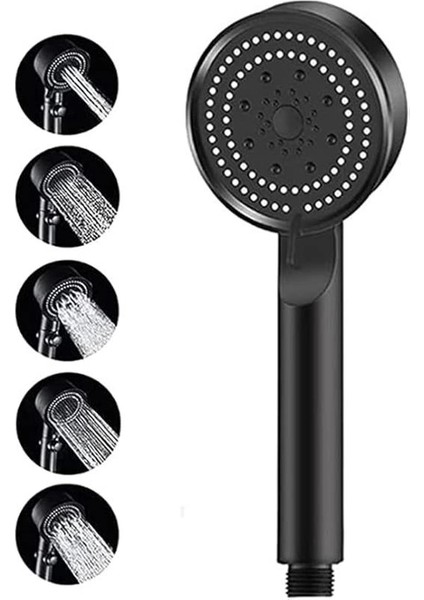 S&m Home 5 Fonksiyonlu Yüksek Basınçlı Ayarlanabilir Duş Başlığı (Siyah)
