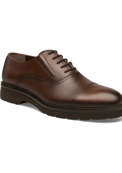 GR0400 Hakiki Deri Italyan Tarz Eva Yüksek Taban Koku Yapmaz Koyu Kahve Spor Klasik Ayakkabı