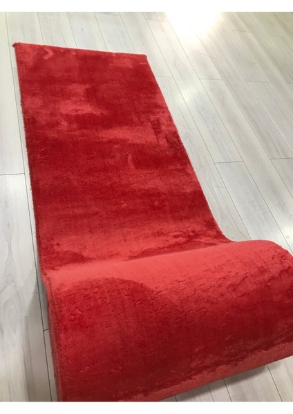 Yumuşak Peluş Post Yolluk, Kaymaz Taban, Tüylü, Yıkanabilir, En 100 Cm, Kırmızı fırsatları