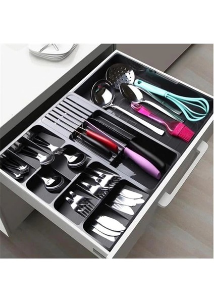 Çekmece Içi Kaşıklık Düzenleyici, Ayarlanabilir Çatal Bıçak Organizatör (Antrasit) modelleri