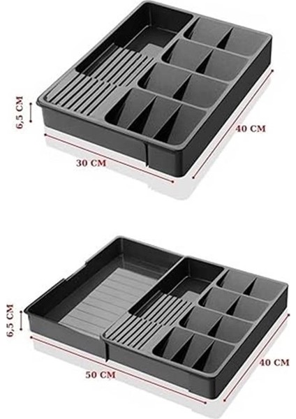 Çekmece Içi Kaşıklık Düzenleyici, Ayarlanabilir Çatal Bıçak Organizatör (Antrasit)