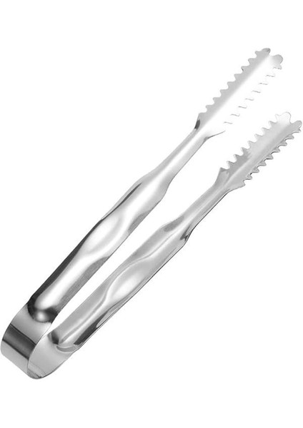 ® Paslanmaz Çelik Buz Maşası - 13 cm Küçük Boy Tırtıklı Maşa | Bar ve Mutfak Kullanımı Için