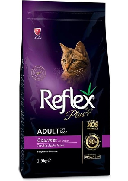 Plus Yetişkin Kediler Için Tavuk Etli, Renkli Taneli Kedi Maması 1,5 kg