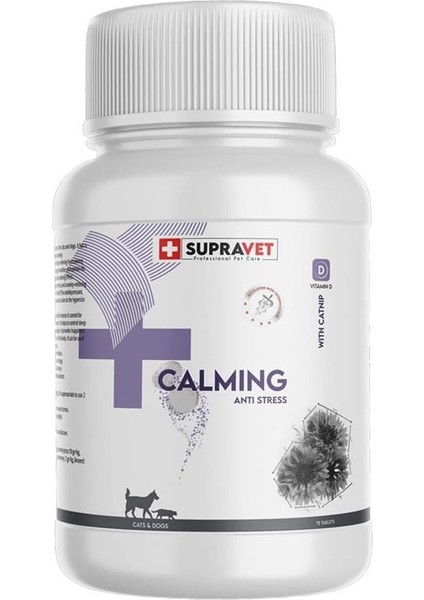 Kedi ve Köpekler Için Sakinleştirici Calming Tablet + Vitamin D (75 Tablet)