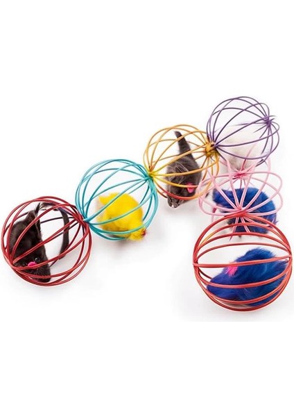 Metal Kafesli Peluş Fareli Kedi ve Köpek Oyuncağı – 6 cm Eğlenceli Oyun Topu fiyatları