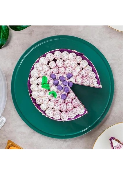 1093 Koyu Yeşil Yuvarlak Kek Pasta Börek Saklama Kabı - Kilitli Kapaklı Taşıma Fanusu 25 cm modelleri