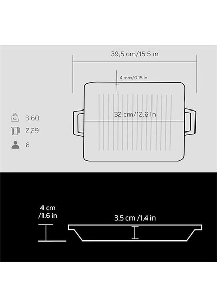 Metal Döküm Izgara Tava, Metal Kulplu, 26X32CM, Siyah indirimleri