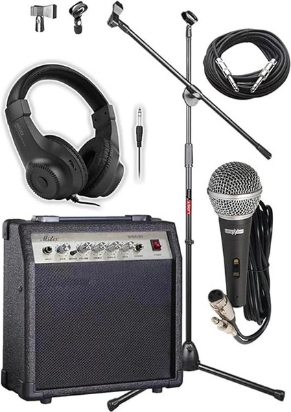 MGA-30BK-PAK Elektro Gitar Amfisi Seti 30 Watt Gain Özellikli (Amfi Mikrofon Stand Kulaklık