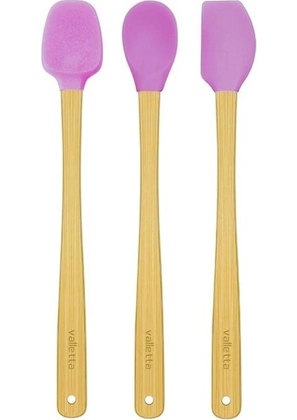 Indigo 3'lü Pembe Bambu Silikon Spatula Seti Uzun 26 cm VLT1508 indirimleri