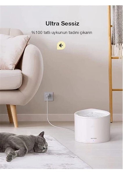 Evcil Hayvan Akıllı Su Kabı, Su Pınarı Wifi Bluetooth Destekli - Uv Teknoloji - Uygulama ile modelleri