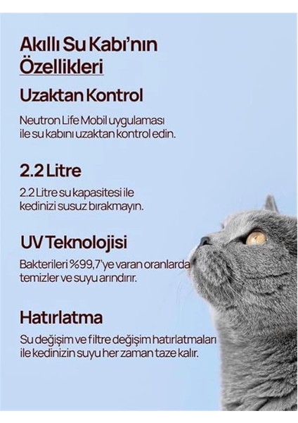 Evcil Hayvan Akıllı Su Kabı, Su Pınarı Wifi Bluetooth Destekli - Uv Teknoloji - Uygulama ile fırsatları