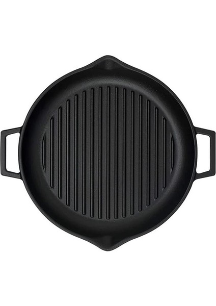 Döküm Yuvarlak Izgara Tava, Metal Kulplu, 30CM, Siyah modelleri