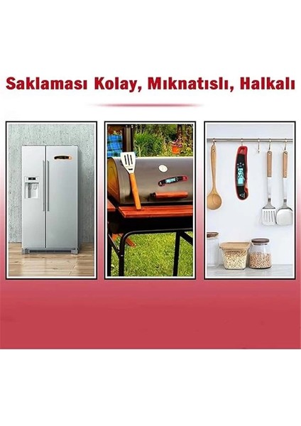Dijital Hızlı Okunan Mutfak Termometresi - Mıknatıslı, Katlanabilir, Arkadan Aydınlatmalı