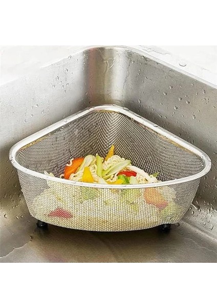 Paslanmaz Çelik Ayaklı Lavabo Çöp Süzgeci 18X13X10 cm | Paslanmaz Çelik Ayaklı Lavabo Çöp