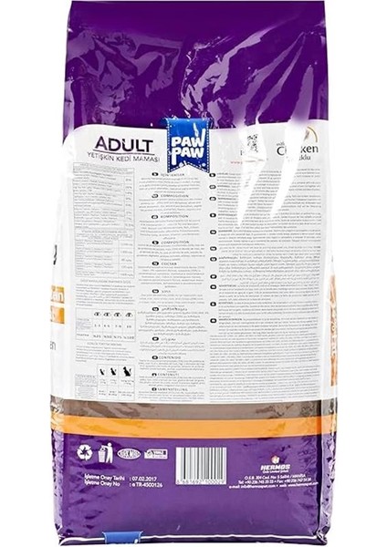 Yetişkin Kedi - Tavuklu Kuru Mama 15 kg fiyatları