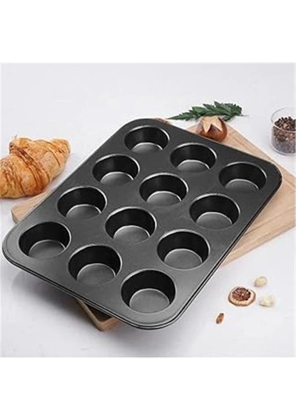 Muffin ve Cup Cake Fırın Tepsisi,muffin Için 12 Bölmeli Fırın Kabı