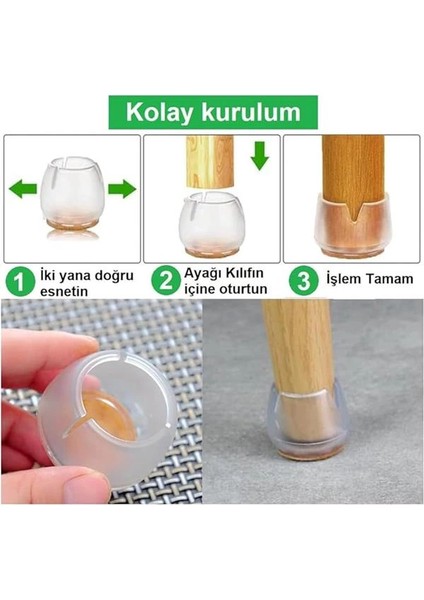 Sandalye Pabucu,masa,koltuk,tabure Ayak Kılıfı 8 Adet Siyah (Medium) indirimleri