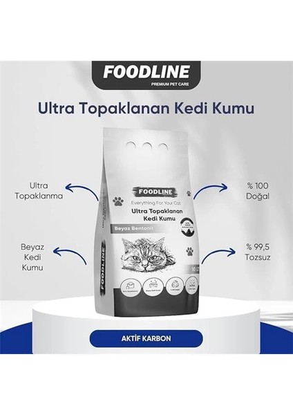Aktif Karbonlu Ince Taneli Bentonit Topaklanan Kedi Kumu 10 Lt x 2 Adet modelleri
