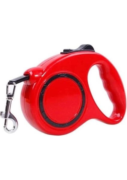 Makaralı Otomatik Köpek Tasması (5 Metre) (Kırmızı)