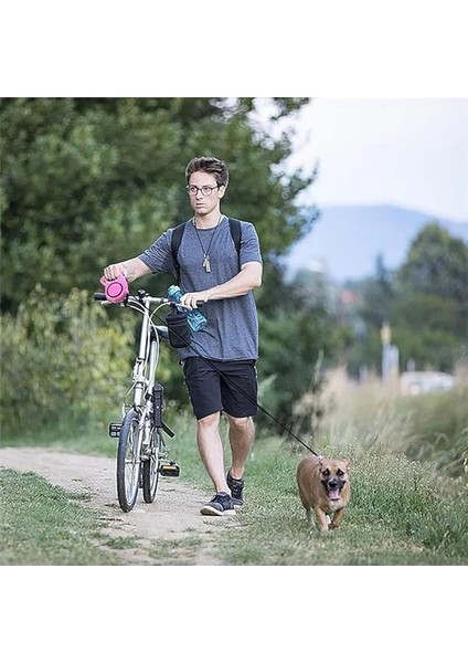 Makaralı Otomatik Köpek Tasması (5 Metre) (Kırmızı)