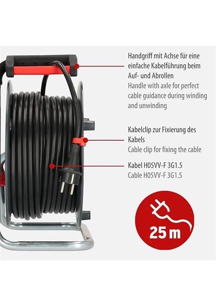 Garant E Kablo Makarası (25 M Kablo, Siyah, Özel Plastikten, Iç Mekanda Kullanım Için modelleri