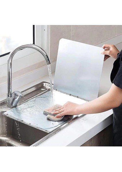 Pas Tutmaz Metal 3 Kanatlı Yağ Sıçrama Koruması, 90 x 30 Cm, Yapışmaz, Katlanabilir, Mutfak fiyatları