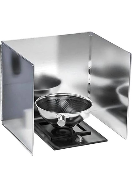 Pas Tutmaz Metal 3 Kanatlı Yağ Sıçrama Koruması, 90 x 30 Cm, Yapışmaz, Katlanabilir, Mutfak fırsatları